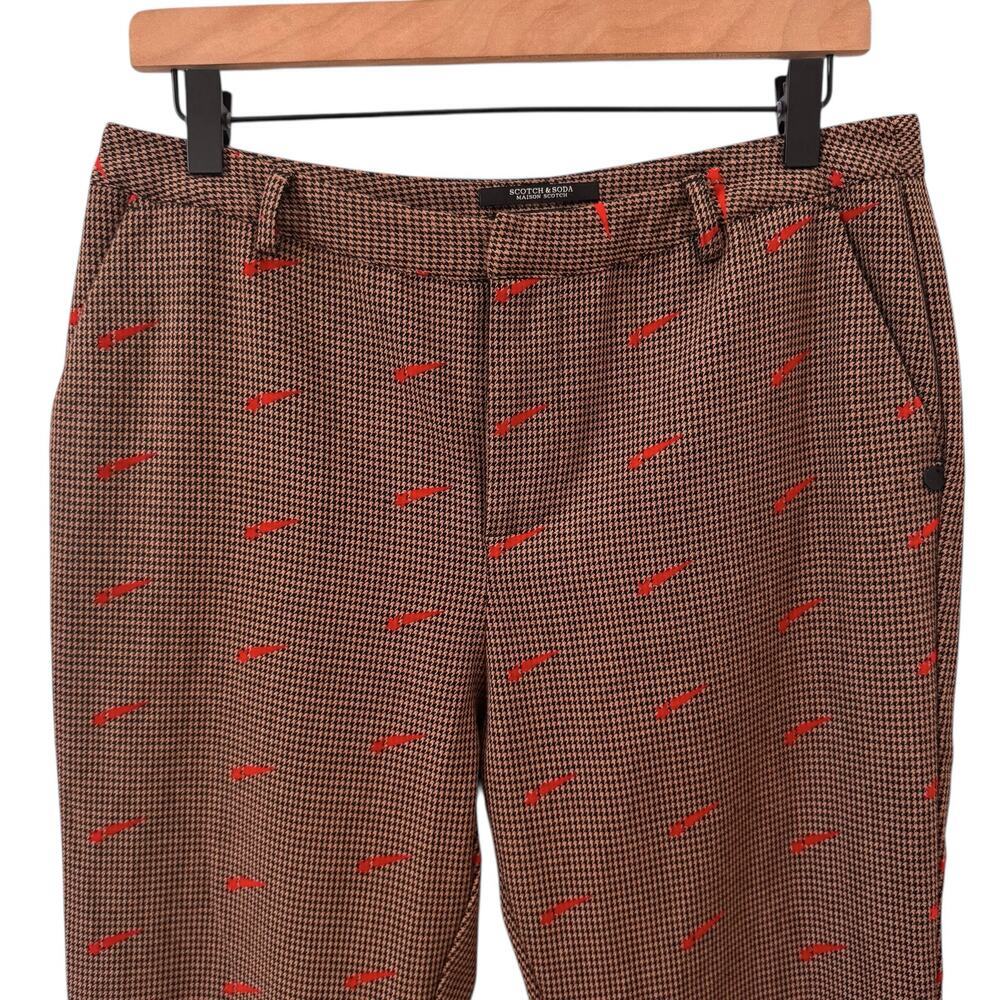 Scotch & Soda Houndstooth Shooting Star Tapered Trousers in "Brown Flock" Sz M - Picture 5 of 14
